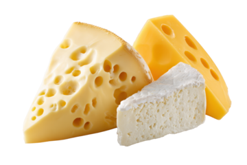 Assorted Cheese Wedges on Transparent Background