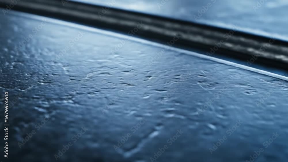 Aufkleber raindrops on a car surface creating a stunning visual texture under soft, diffused light with a mode