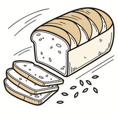 Illustration of a loaf of bread with slices