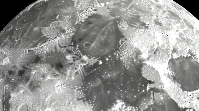 Stunning detailed view of the moon surface with craters, shadows, and textures against the black sky