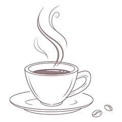 Vector art of hand drawn coffee cup with steam