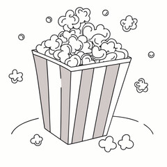 Vector art of popcorn in a striped box for movie night