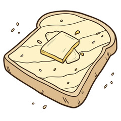 Vector art of slice of toast with butter, simple drawing