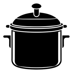 Pressure Cooker Black Silhouette Vector on White Background