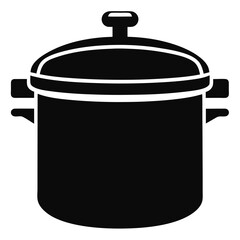 Pressure Cooker Black Silhouette Vector on White Background