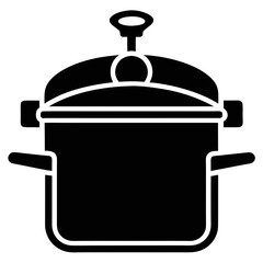 Pressure Cooker Black Silhouette Vector on White Background