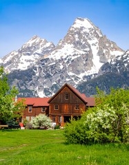 Fototapeta premium Mountain chalet nestled in a valley