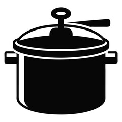 Minimalist Pressure Cooker Vector Illustration – Black Silhouette