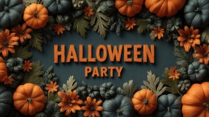 Halloween party template with pumpkin illustration