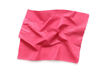 Fototapeta premium Crumpled pink paper napkin isolated on transparent background, creating a textured and vibrant visual element