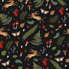 Seamless autumn pattern. Vector illustration.
