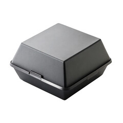 Naklejka premium Gray clamshell food container for takeout meals isolated on transparent background