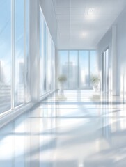 Fototapeta premium blurred modern office interior with large glass windows and a sleek white floor creating a clean and spacious atmosphere this vector illustration serves as a versatile background for business 
