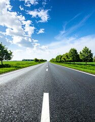 Fototapeta premium Country road stretches into a bright sky