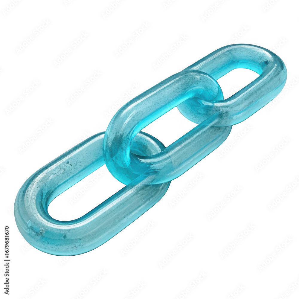 Poster a single translucent blue chain link isolated on transparent background