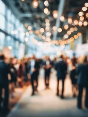blurred shot of business people at party or corporate event in office center