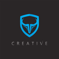 Powerful geometric bull head logo design for corporate identity and modern branding