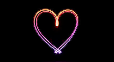 Glowing neon heart outline on black background