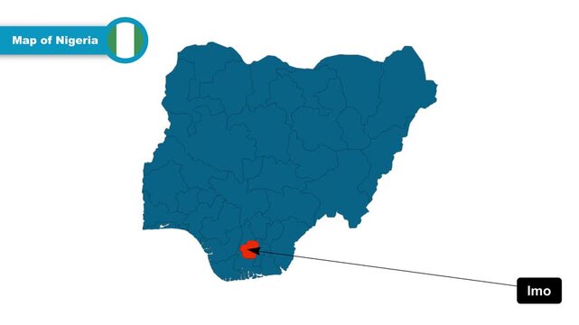 Imo Map Video, Nigeria map, Political Map of Nigeria, with all states, national flag and borders, travel, education, geography, and global studies.