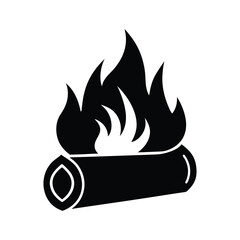 silhouette of a burning log icon on white background