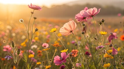 Obraz premium Sunlit Flower Meadow