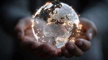 Global sphere held in hands