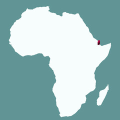 Obraz premium DJIBOUTI Country highlighted 3D map on Africa continent map vector illustration
