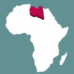 Lybia Country highlighted 3D map on Africa continent map vector illustration