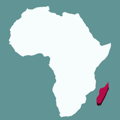 MADAGASCAR Country highlighted 3D map on Africa continent map vector illustration	