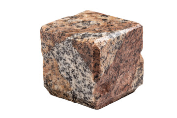 Polished Granite Cube Stone on Transparent Background