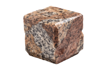 Polished Granite Cube Stone on Transparent Background