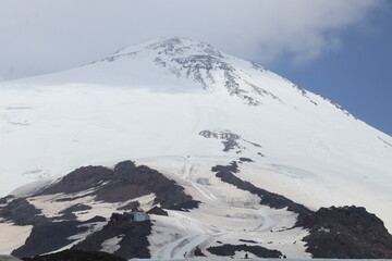road to mount Elbrus height 4,000 m midsummer