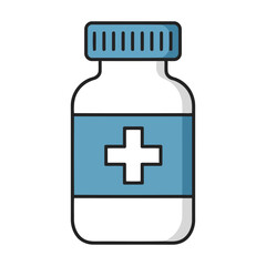 Obraz premium Vector art of a single medical pill bottle with a cross symbol