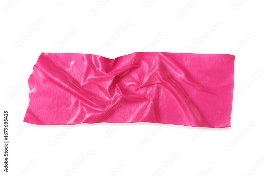 Poster crumpled pink adhesive tape lying on clear surface, adding colorful accent to graphic design composi