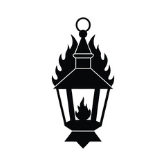 silhouette of a burning lantern icon on white background