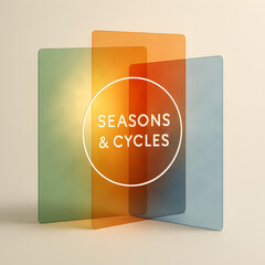 Seasons and Cycles: A vibrant visual representation of nature's perpetual dance, rendered through overlapping translucent blocks of color that evoke the essence of changing seasons. 
