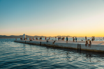 Zadar, Croatia. The old streets of Zadar and the coast and pier at sunrise