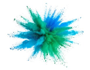 Colorful powder explosion on white background