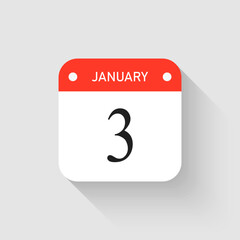 Vector icon page day calendar - 3 January month