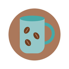 Flat Color Round Mug with Bean Pattern Design  