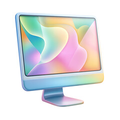 Modern computer monitor displaying a colorful abstract fluid art background