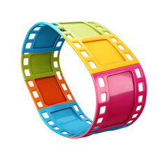 Colorful film reel with bright colors on black background