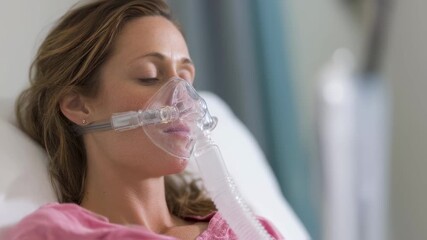 Patient recovering from H5N1 performing breathing exercise with incentive spirometer medium shot showing steady concentration while surroundings fade softly.