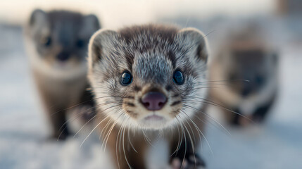 Close Three Curious Young Animals