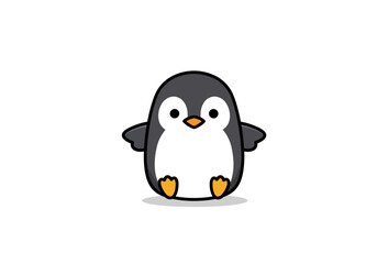 Fototapeta premium Cute Cartoon Penguin Illustration on White Background.