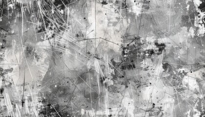 Abstract Grungy Monochrome Texture with Scratches and Splatters
