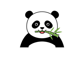Obraz premium Cute Panda Bear Eating Bamboo Illustration.