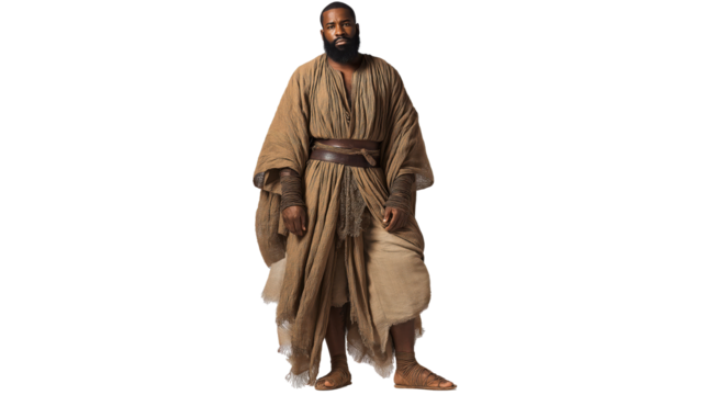 Prophet Hosea full body on transparent background. Biblical Old Testament figure in modest robe, isolated PNG for Christian artwork, teaching, and design use.