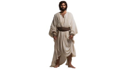 Prophet Hosea full body on transparent background. Biblical Old Testament figure in modest robe, isolated PNG for Christian artwork, teaching, and design use.