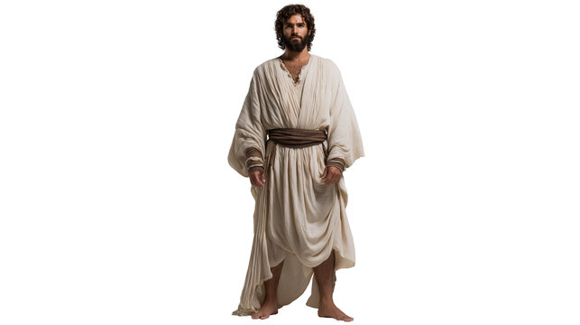 Prophet Hosea full body on transparent background. Biblical Old Testament figure in modest robe, isolated PNG for Christian artwork, teaching, and design use.